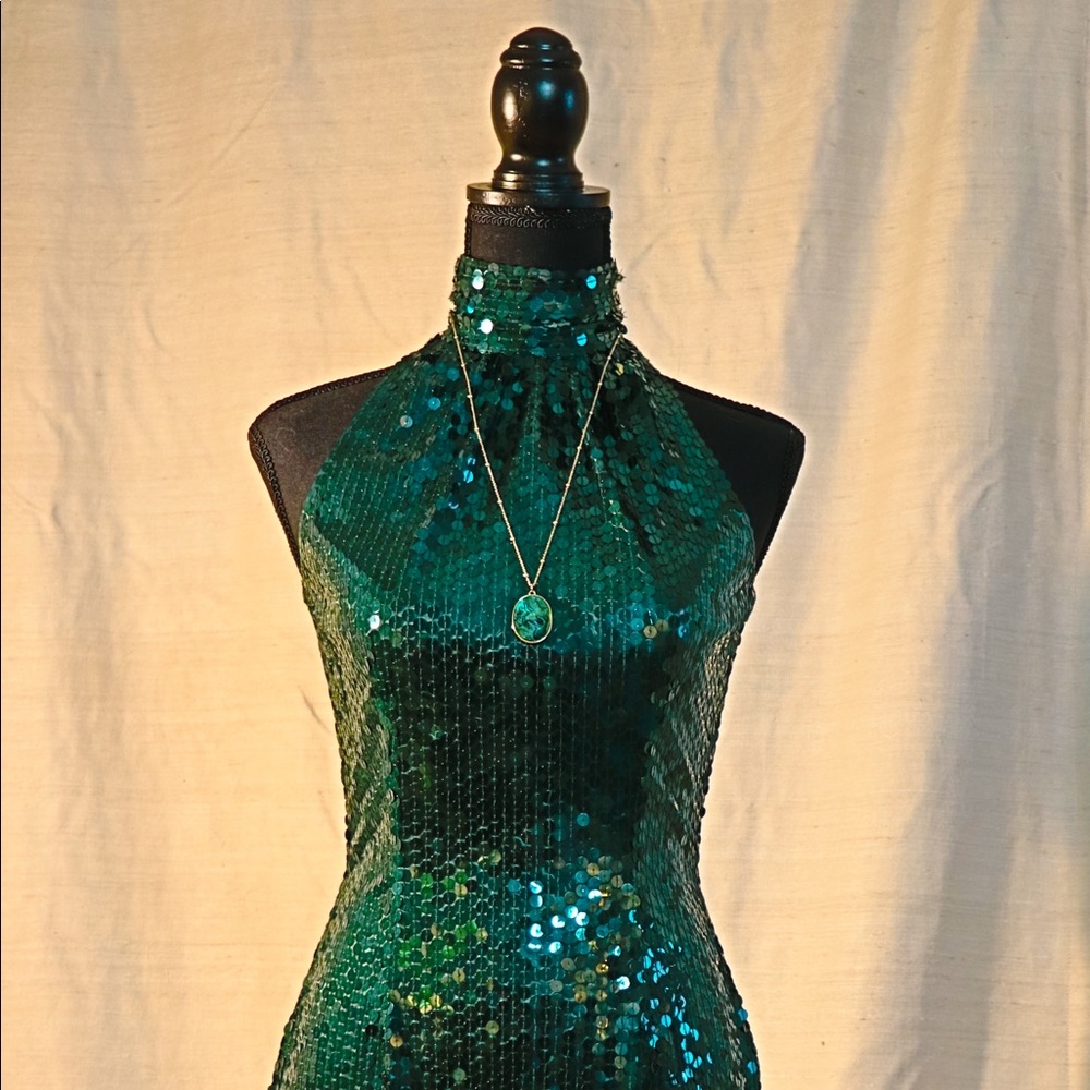 Green sequin cocktail dress, size 2